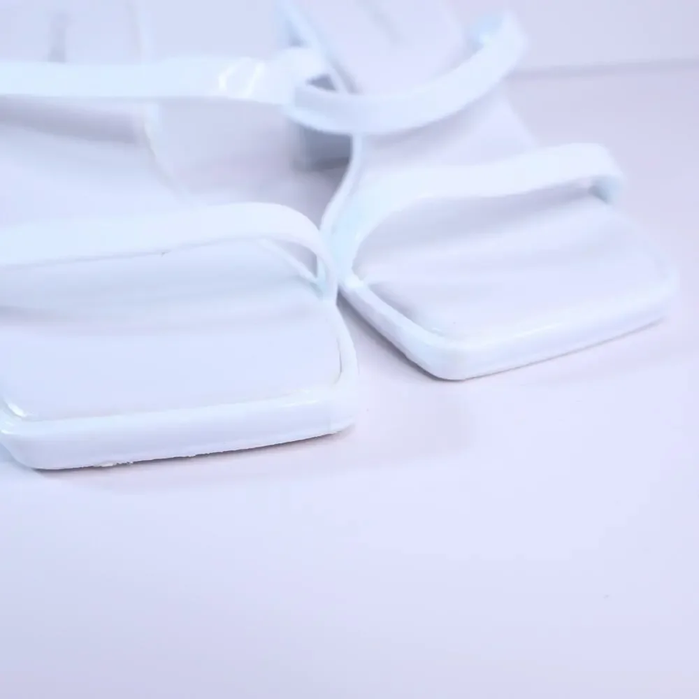 JEFFREY CAMPBELL Jamm-3 Jelly Slide Sandal White Shiny Square Toe Women's 7